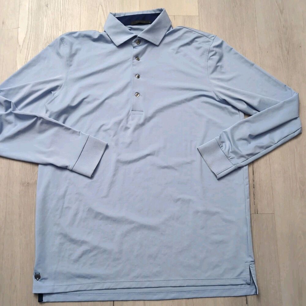 Greyson Omaha Polo Mens Large Blue Performance Long Sleeve Stretch